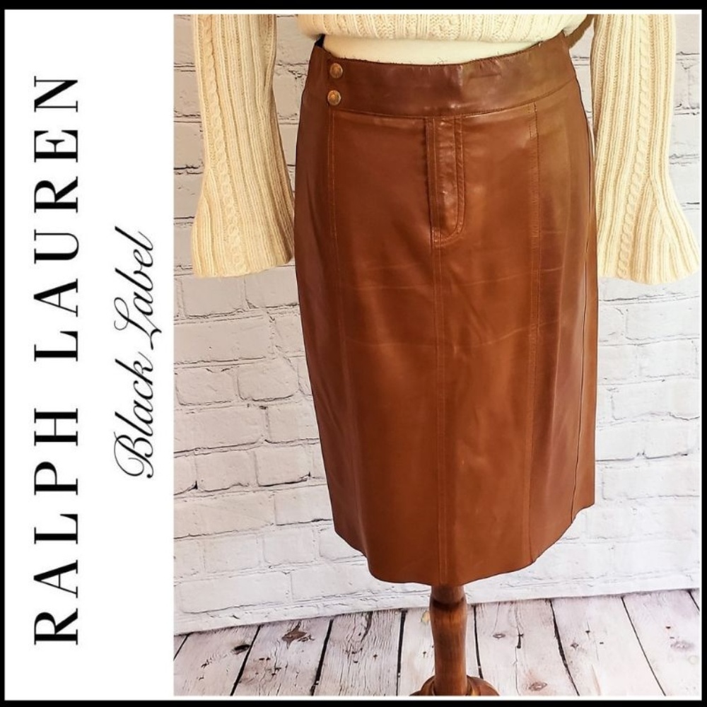 RALPH LAUREN BLACK LABEL Lambskin Pencil Skirt 6